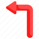 turn, left, sign, symbol, arrow, navigation, direction