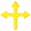 directional, paths, three, way, road, sign, arrows
