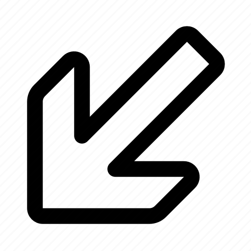 Bottom, corner, thick, left, arrow icon - Download on Iconfinder