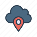 cloud, gps, location, map, pin