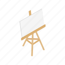 blank, blog, board, easel, isometric, paper, stand