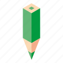 color pencil, green, isometry, pencil