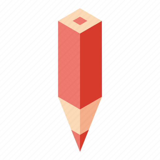 Color pencil, isometry, pencil, red icon - Download on Iconfinder