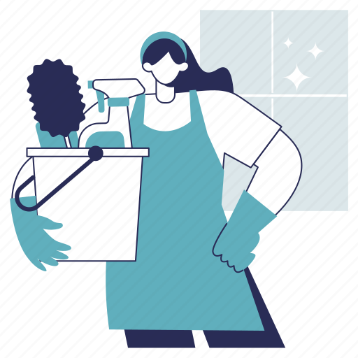 Cleaning the house, maid, cleaning, housekeeping, cleaning equipment, cleaning service, cleaner illustration - Download on Iconfinder