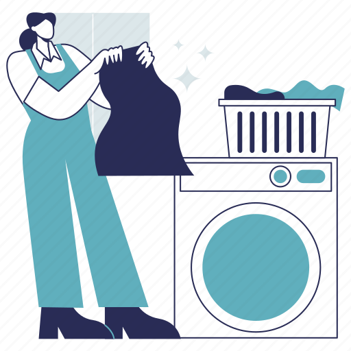 Laundering, laundry, wash, washing, clothes, cleaning service, cleaner illustration - Download on Iconfinder