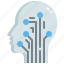 artificial, intellligence, futuristic, ai, head, brain, robot 