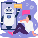 person, communicating, robot, chat, chatbot, ai, artifical intelligence