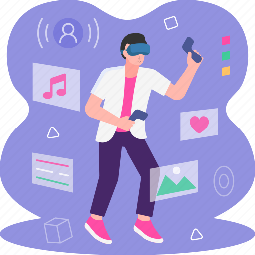 Virtual reality, man, artificial intelligence, vr glassess illustration - Download on Iconfinder