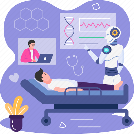 Ai, healthcare, artificial intelligence, hospital, robot illustration - Download on Iconfinder