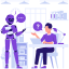 virtual, assistant, robot, helper, working, work 