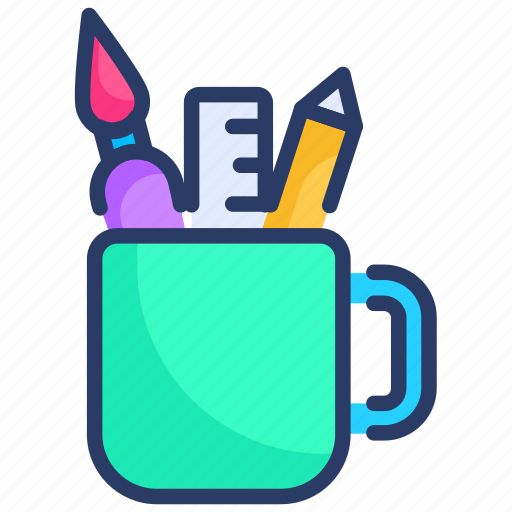 Brush, cup, drawing, pen, pencil, tools icon - Download on Iconfinder