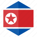 asia, country, design, flag, hexagon, north korea