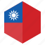 asia, country, design, flag, hexagon, taiwan 