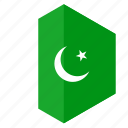 asia, country, design, flag, hexagon, pakistan