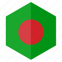 asia, bangladesh, country, design, flag, hexagon