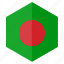 asia, bangladesh, country, design, flag, hexagon 