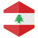 asia, country, design, flag, hexagon, lebanon 