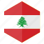 asia, country, design, flag, hexagon, lebanon 