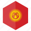 asia, country, design, flag, hexagon, kyrgyzstan 