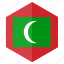 asia, country, design, flag, hexagon, maldives 