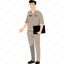 man, officer, uniform, thai, government, file, data, standing, short, sleeve, administrator