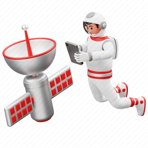 Astronaut, controlling, satellite, space, spaceship, planet, communication 3D illustration - Download on Iconfinder