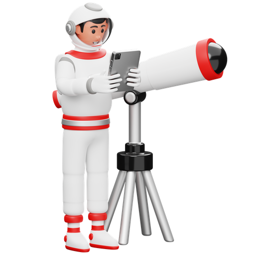 Astronaut, playing, device, technology, mobile, research, telescope 3D illustration - Download on Iconfinder