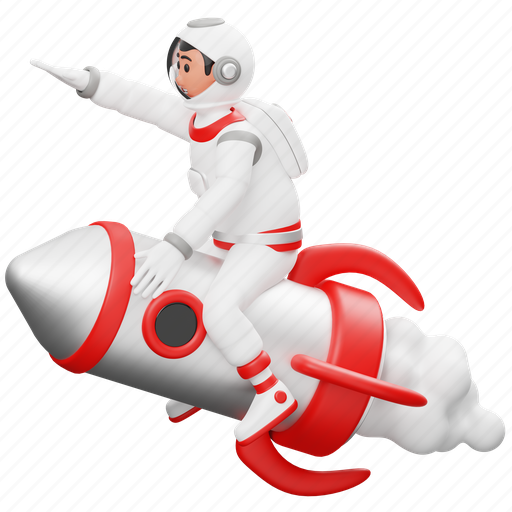 Astronaut, riding, rocket, startup, space, spaceship, launch 3D illustration - Download on Iconfinder