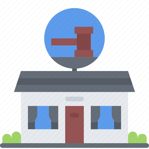 Hammer, signboard, building, auction, house icon - Download on Iconfinder