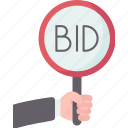 bids, paddle, auction, sale, marketing