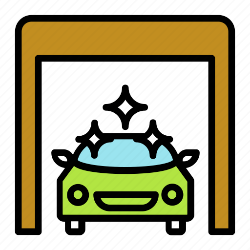 Automobile service, car cleaning, car grooming, car shower, car wash, car water, washing entrance icon - Download on Iconfinder