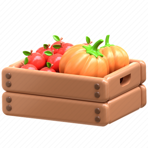 Harvest, box, farm, organic, agriculture, food, fresh 3D illustration - Download on Iconfinder