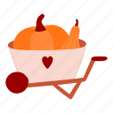 cart, pumpkin, halloween, vegetable, food