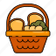picnic, basket, picnic basket, food basket, food, camping, meal, bread, vacation 