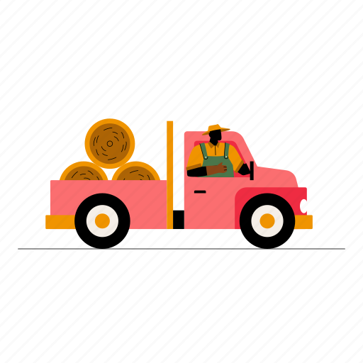 Harvest, farmer, nature, truck, transportation, man, delivery illustration - Download on Iconfinder