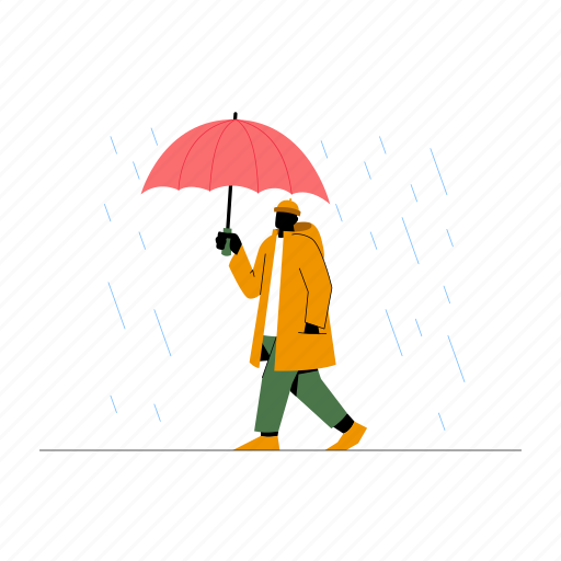 People, walking, rain, umbrella, man, forecast, person illustration - Download on Iconfinder