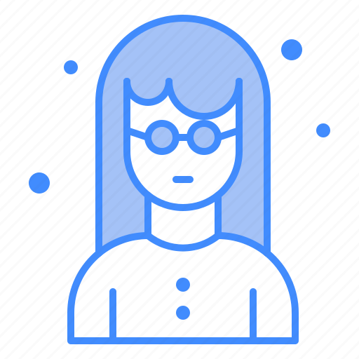 Female, girl, wearing, woman, glasses, nerd icon - Download on Iconfinder
