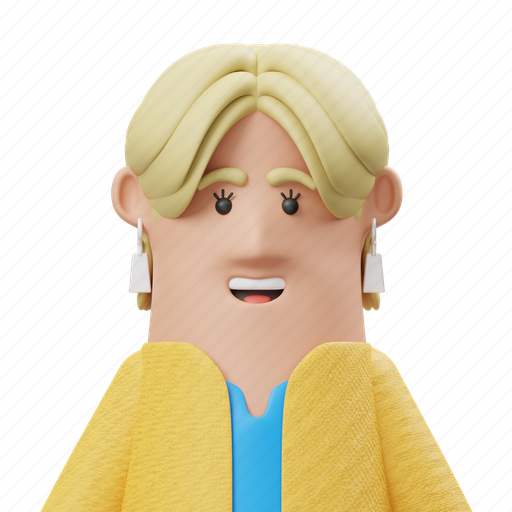 Blonde, girl, avatar, character, cartoon, face, head 3D illustration - Download on Iconfinder