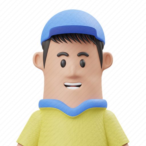 Boy, hat, avatar, character, cartoon, face, head 3D illustration - Download on Iconfinder