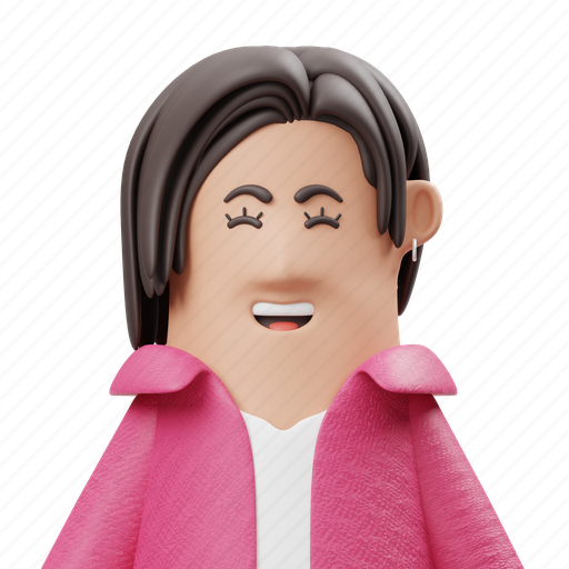 Pinky, girl, avatar, character, cartoon, face, head 3D illustration - Download on Iconfinder