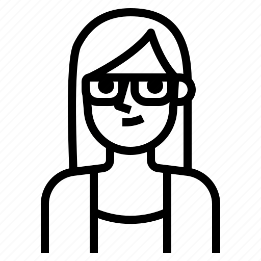 Avatar, brown, girl, glasses, long, straight, woman icon - Download on Iconfinder