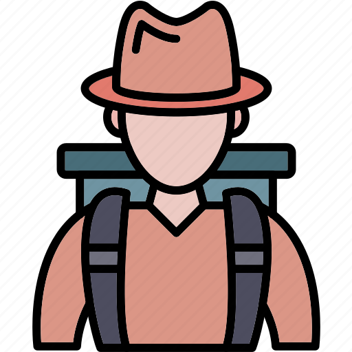 Adventurer, backpack, backpacker, self, tourist, travel, traveler icon - Download on Iconfinder
