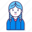 avatar, character, female, hair braid, person, user, woman 