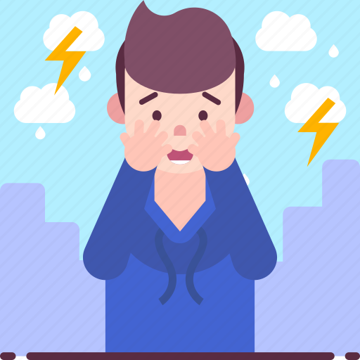 Astraphobia, fear, man, phobia, thunderstorm icon - Download on Iconfinder