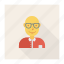 avatar, business, glasses, old, person, profile, user 