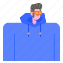 man, avatar, hoodie, glasses, user, young, guy