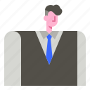 man, avatar, user, vest, necktie, uniform, person