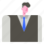 man, avatar, user, vest, necktie, uniform, person 