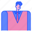 man, avatar, user, vest, necktie, uniform, person 
