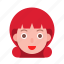 avatar, female, profile, red, short hair, smile, woman 